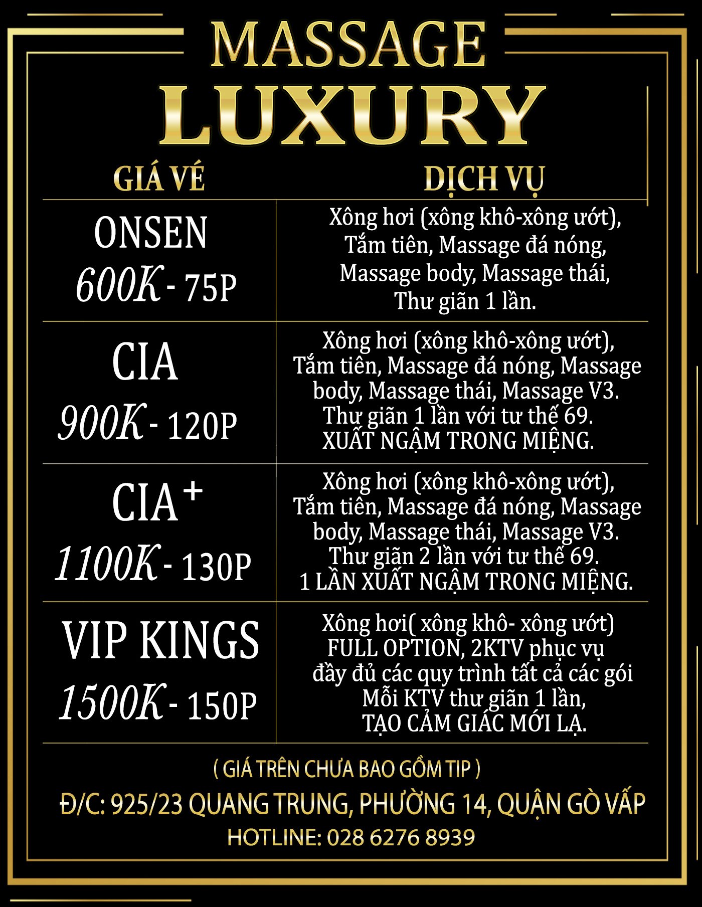 Bang gia massage luxury go vap